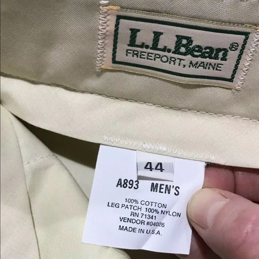 LL Bean Mens Pants Vintage Two Tone Leg Patch Made in USA NWT Size 44x29 - Picture 5 of 8